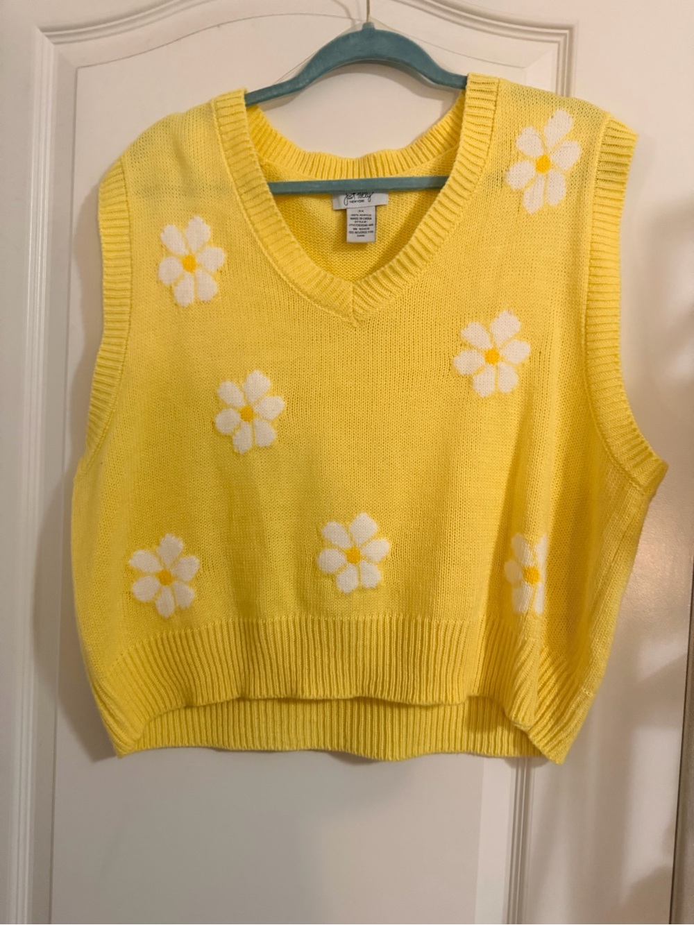 Yellow Floral V-Neck Knit Vest